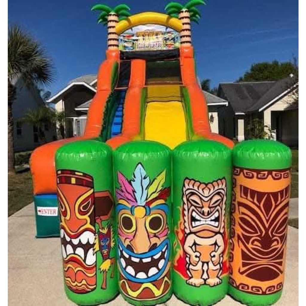 Pouncing Dash Inflatable Tiki Water Slide - Splash & Dash Inflatables